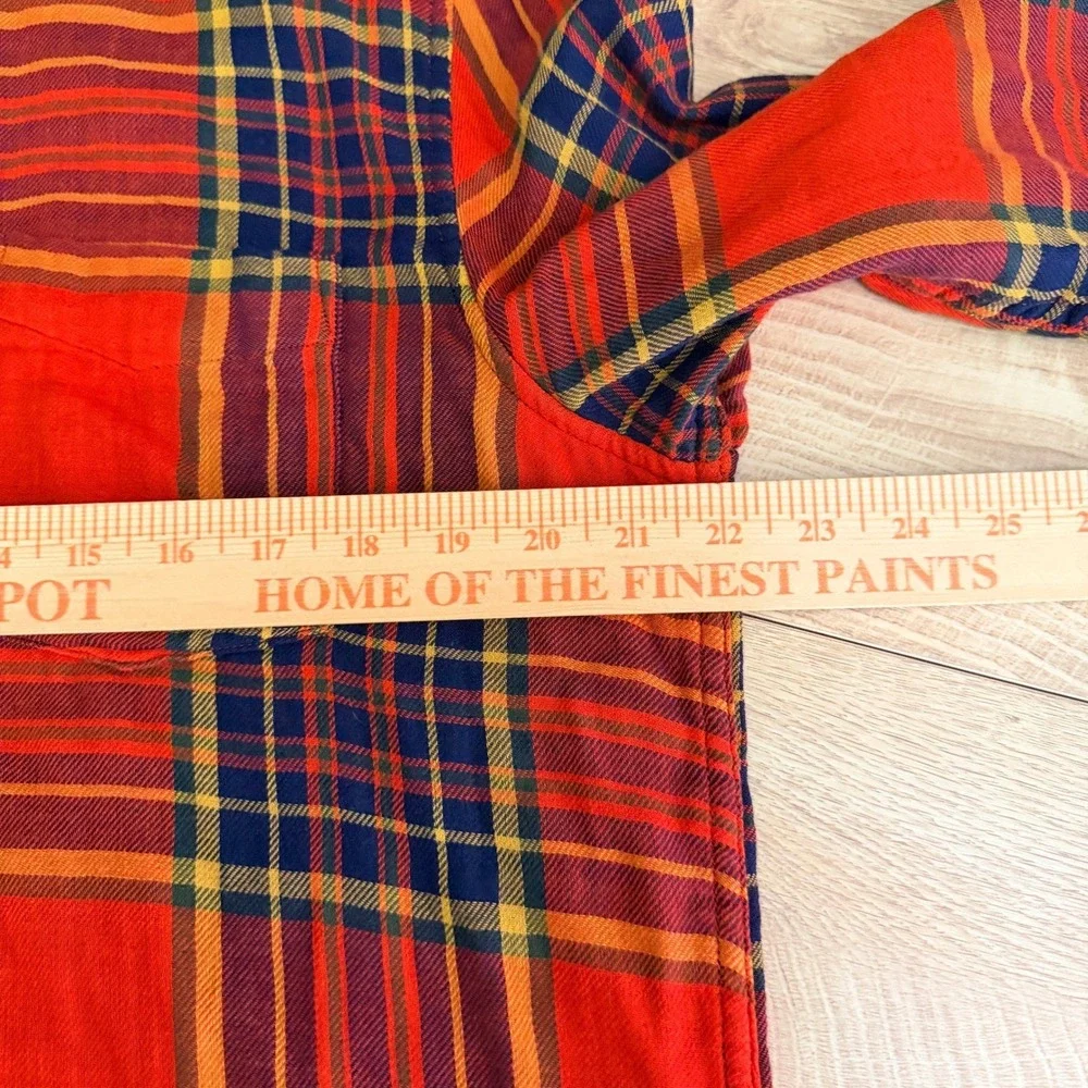 Banana Republic Untucked Slim Fit Flannel Shirt Mens L Red Plaid Soft Cotton